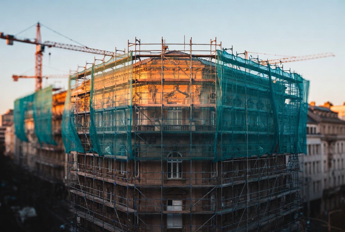 Nebgradnja — montaža skele na stambenom objektu